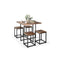 5 Pieces Metal Frame Dining Set with Compact Dining Table and 4 Stools -Walnut