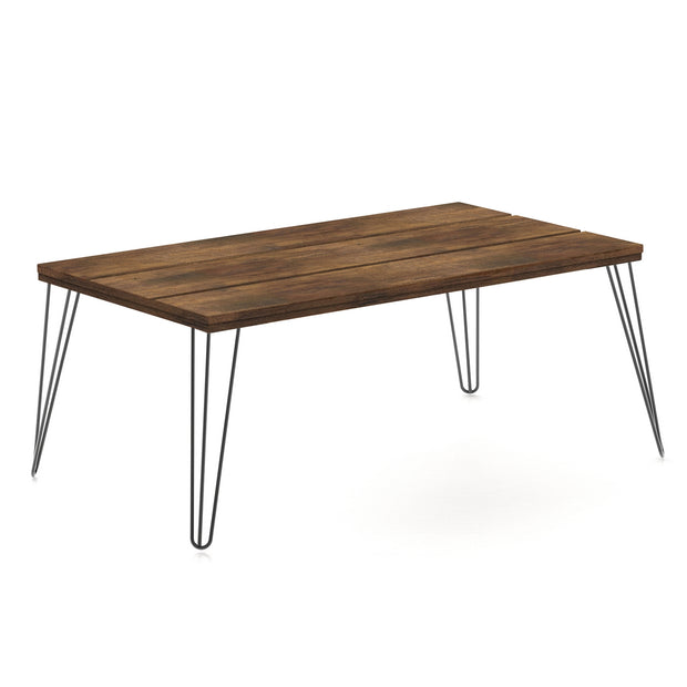 43.5 Inch Wooden Rectangular Coffee Table with Metal Legs