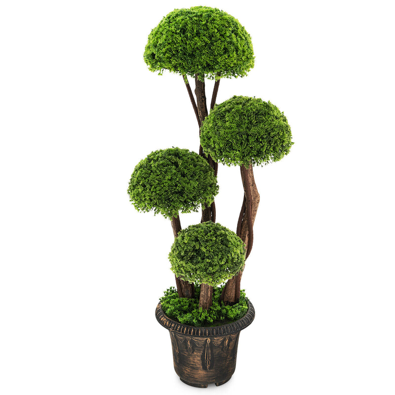 3 Feet Decorative Artificial Cedar Topiary Tree with Rattan Trunk