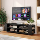 59 Inch Console Storage Entertainment Media Wood TV Stand-Black