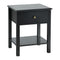 Nightstand End Table with Drawer and Shelf-Black
