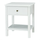 Nightstand End Table with Drawer and Shelf-White