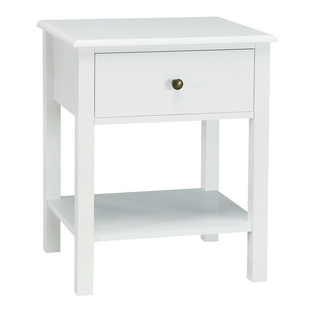 Nightstand End Table with Drawer and Shelf-White