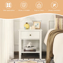 Nightstand End Table with Drawer and Shelf-White