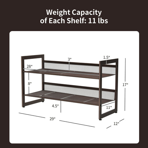 2/3/4 Tiers Flat and Slant Metal Shoe Rack for Entryway Hallway-2-Tier