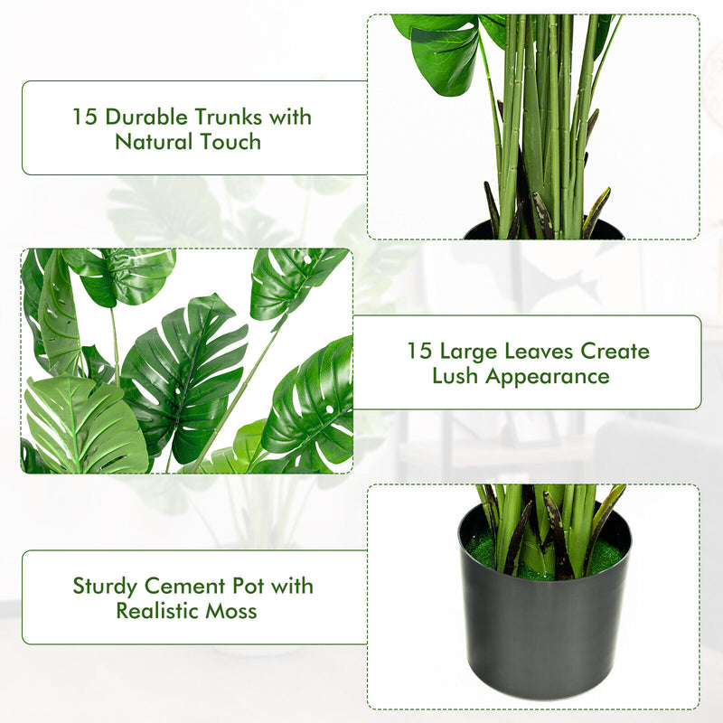 5 Feet Artificial Tree Faux Monstera Deliciosa Plant for Home Indoor and Outdoor