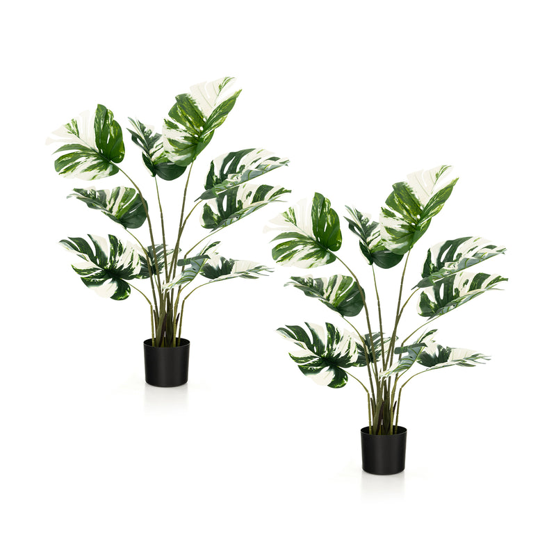 2 Pack 4 Feet Artificial Monstera Deliciosa Plants for Home Office