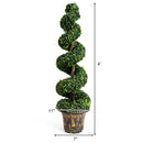 2 Pieces 4 Feet Artificial D¨¦cor Green Boxwood Spiral Tree Set