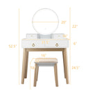 Set 3 Makeup Vanity Table Color Lighting Jewelry Divider Dressing Table-White