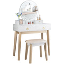 Set 3 Makeup Vanity Table Color Lighting Jewelry Divider Dressing Table-White