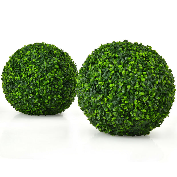 2 Pieces 15.7 Inch Artificial Boxwood Topiary Ball Tree Set