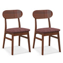 Set of 2 Mid-Century Wooden Dining Chairs-Espresso