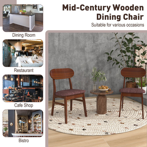 Set of 2 Mid-Century Wooden Dining Chairs-Espresso
