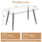 Modern Glass Rectangular Dining Table with Metal Legs-Black
