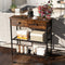 Narrow Console Table with 2 Drawers and 2 Metal Mesh Shelves-Rustic Brown