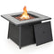 35 Inch Propane Gas Fire Pit Table Wicker Rattan with Lava Rocks PVC Cover-Black