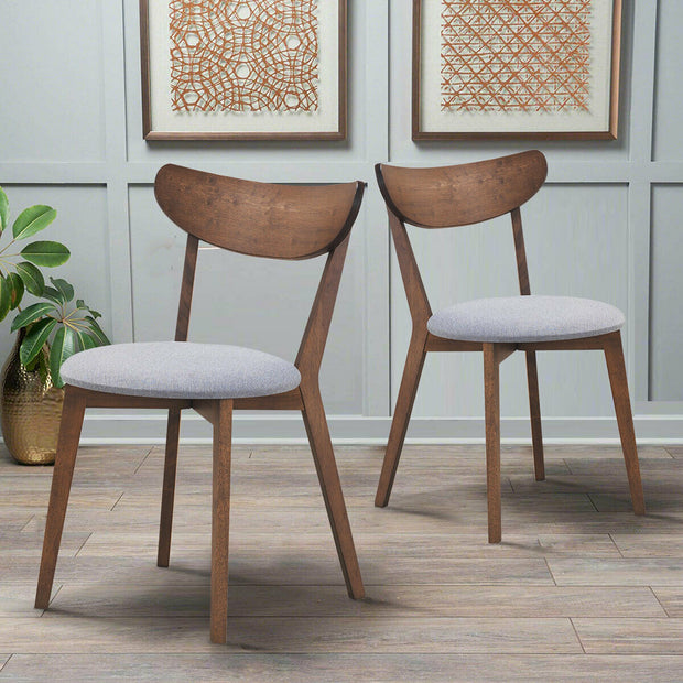 Set of 2 Dining Chairs Upholstered Curved Back Side