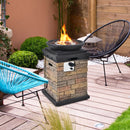 40000BTU Outdoor Propane Burning Fire Bowl Column Realistic Look Firepit Heater-Brown