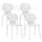 Set of 4 Metal Dining Chair with Hollowed Backrest and Metal Legs-White