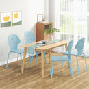 Set of 4 Metal Dining Chair with Hollowed Backrest and Metal Legs-Blue