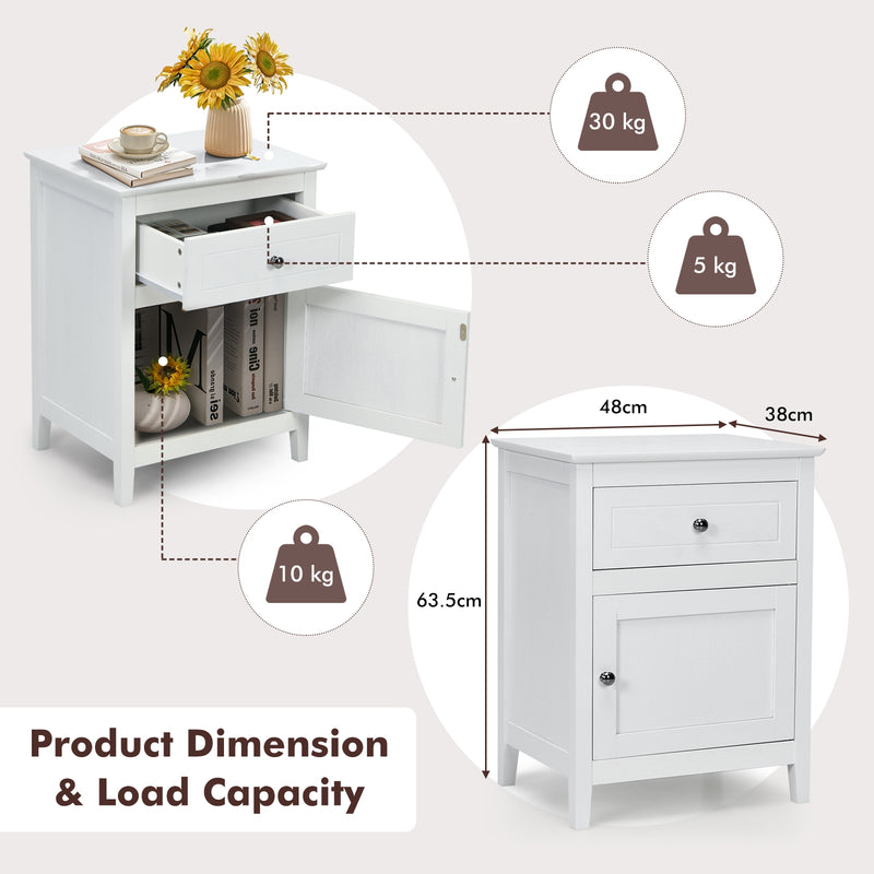 2-Tier Accent Table with Spacious Tabletop-White