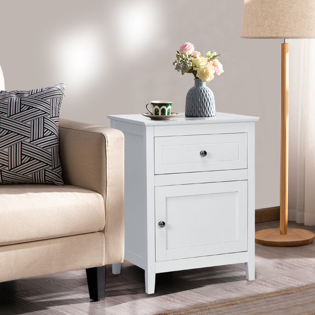 2-Tier Accent Table with Spacious Tabletop-White