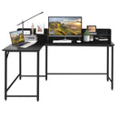 5.5 Inch L-shaped Computer Desk with Bookshelf-Black