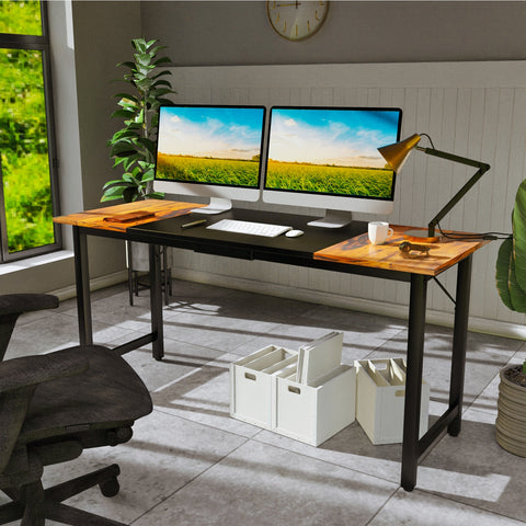 63 Inch Modern Splice Computer Desk with Heavy Duty Steel Frame