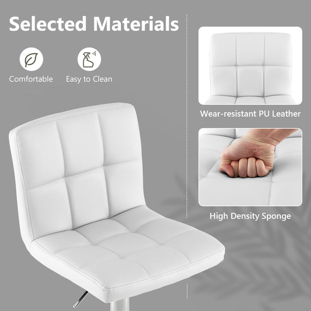 Adjustable Swivel Bar Stool with PU Leather-White