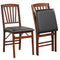 Set of 2 Folding Chairs with Padded Seat and Rubber Wood Frame-Brown