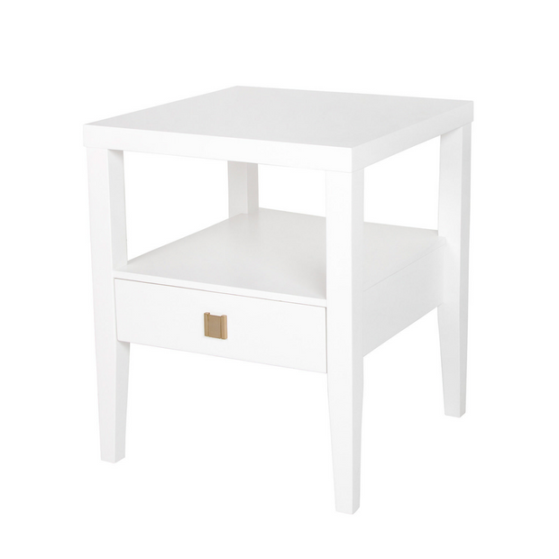 Hara Accent Table – 1 Drawer – White