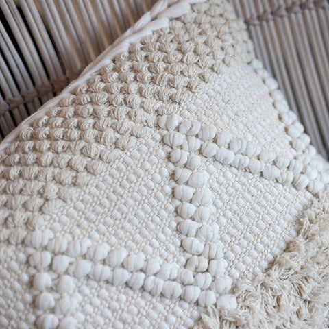 Bohemian Macrame Cushion – Cream