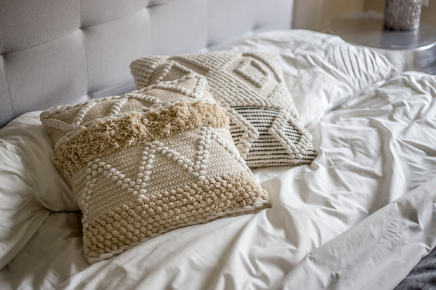 Bohemian Macrame Cushion – Cream