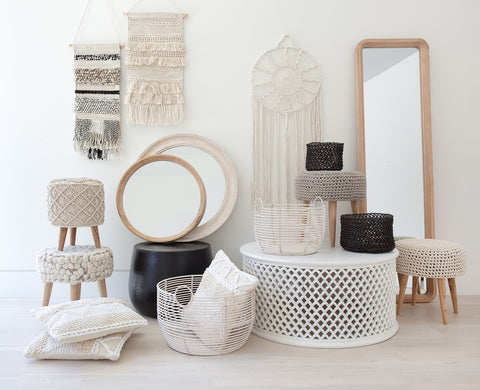 Bohemian Macrame Cushion – Cream