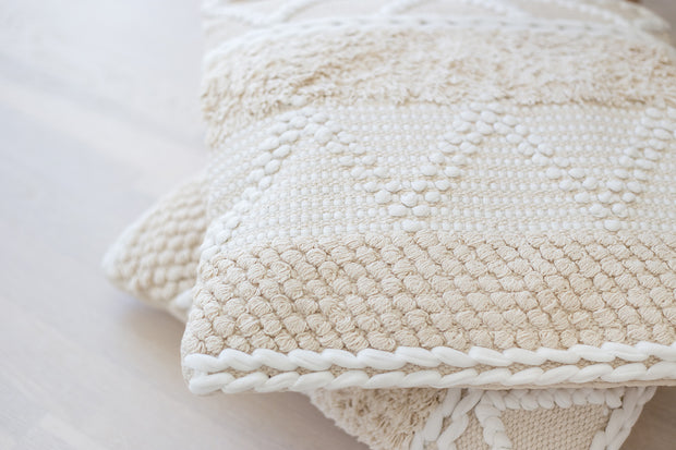 Bohemian Macrame Cushion – Cream