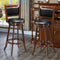 Set of 2 29 Inch Swivel Bar Height Stool Wood Dining Chair Barstool-Brown