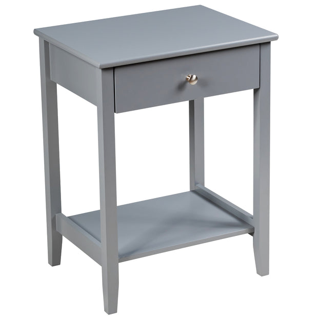 Set of 2 Wooden Bedside Sofa Table-Gray