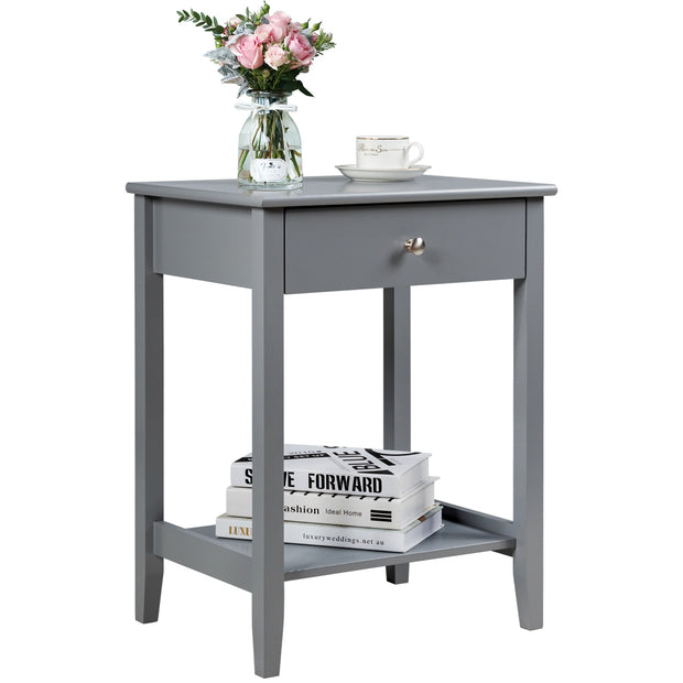 Set of 2 Wooden Bedside Sofa Table-Gray