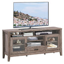 Tall TV Stand with Glass Storage and Drawer