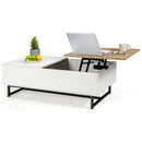 43 Inch Lift Top Coffee Table with Storage Compartment and Metal Frame-White