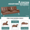 Convertible Folding Leather Futon Sofa with Cup Holders and Armrests-Brown