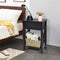2pcs Bedroom Side End Nightstand with Drawer-Brown