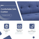 3 Seat Convertible Linen Fabric Futon Sofa with USB and Power Strip-Blue