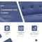 3 Seat Convertible Linen Fabric Futon Sofa with USB and Power Strip-Blue