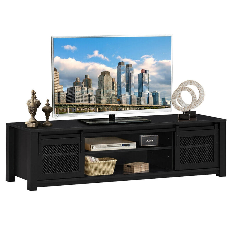 TV Stand Entertainment Center for TV's up to 65 Inch with Cable Management and Adjustable Shelf-Black