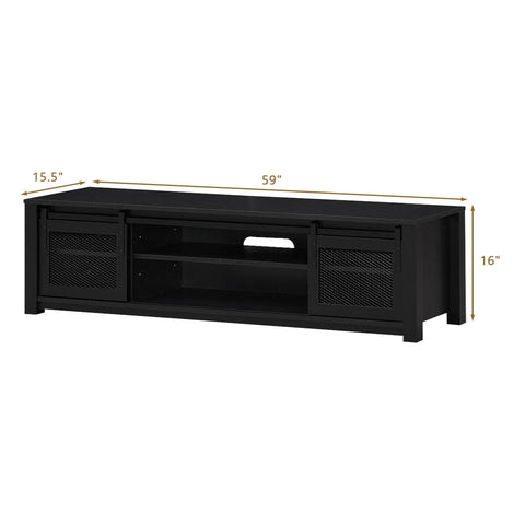 TV Stand Entertainment Center for TV's up to 65 Inch with Cable Management and Adjustable Shelf-Black