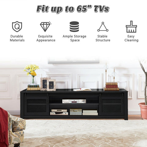 TV Stand Entertainment Center for TV's up to 65 Inch with Cable Management and Adjustable Shelf-Black