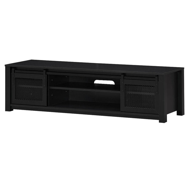 TV Stand Entertainment Center for TV's up to 65 Inch with Cable Management and Adjustable Shelf-Black