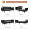 3 Seat Convertible Sofa Bed with Adjustable Backrest for Living Room-Black
