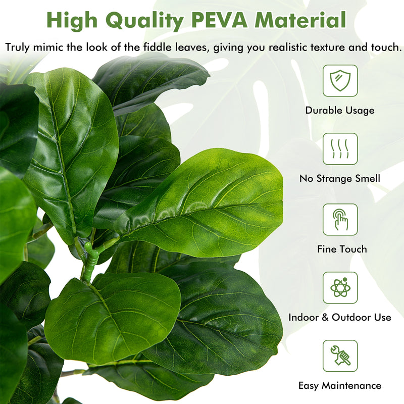 51 Inch 2-Pack Artificial Fiddle Leaf Fig Tree for Indoor and Outdoor